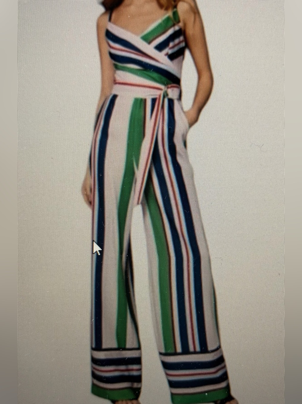 Ted Baker Pink, Green & Navy Striped Wrap Jumpsuit